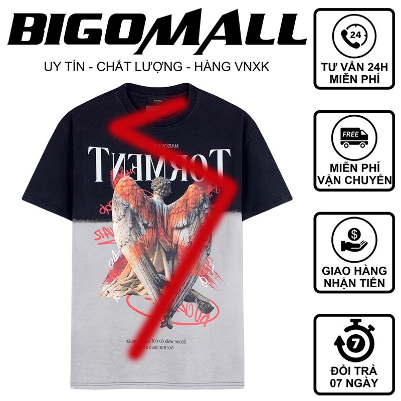 Áo thun tay lỡ Torment Loang BIGOMALL - Áo phông nam nữ unisex Freesize form rộng 65kg