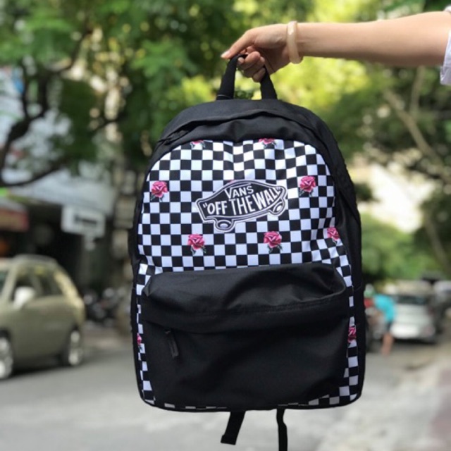 Balo Vans [Hàng Xuất Dư Xịn] Realm Rose Mochila Checkerboard CHỐNG NƯỚC đi học đi chơi đều phù hợp