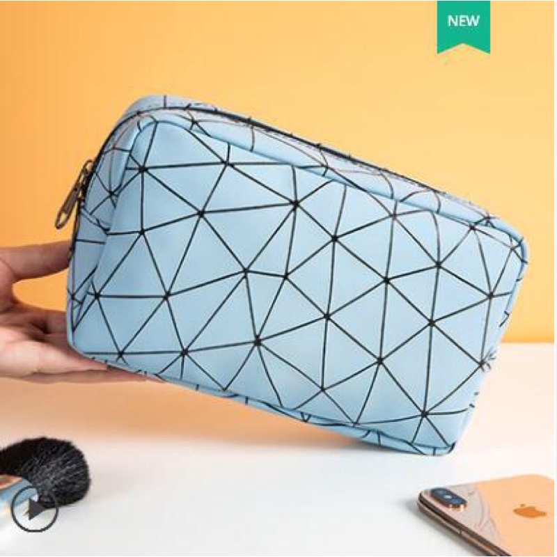 Túi đựng mỹ phẩm hoa văn kim cương túi đựng đồ du lịch bằng da PU không thấm nước hàng Quảng Châu 2022