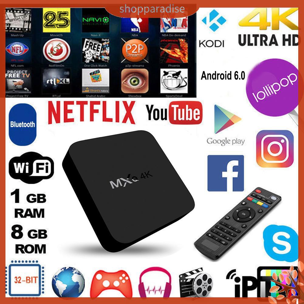 Đầu Mxq 4kx2k Smart Tv Box Android Wifi 1.2ghz 8gb Iptv Network Tv