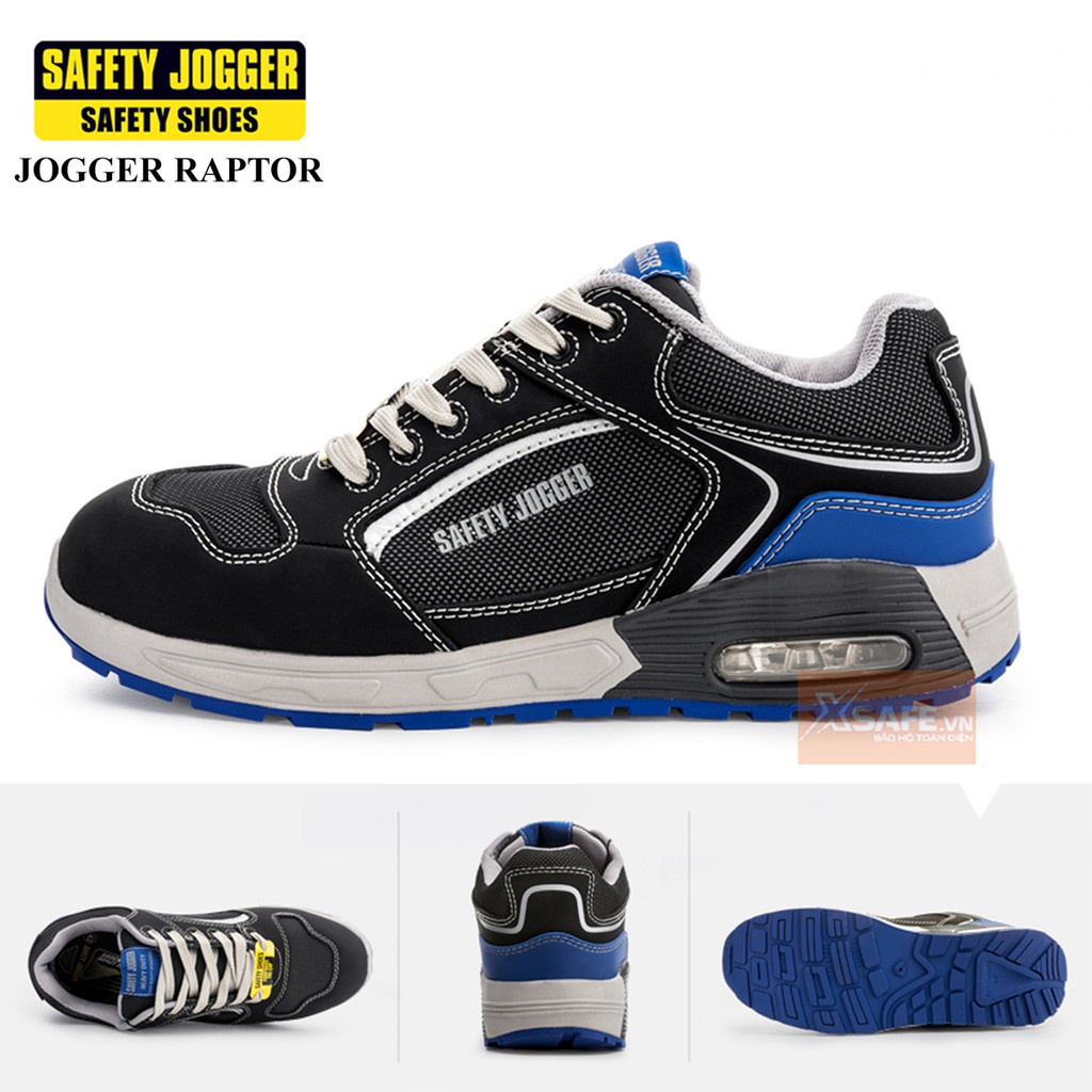 Giày bảo hộ lao động nam Jogger Raptor S1P da nubuck, vải lưới thoáng khí, siêu nhẹ, đệm khí nâng đỡ gót, form thể thao