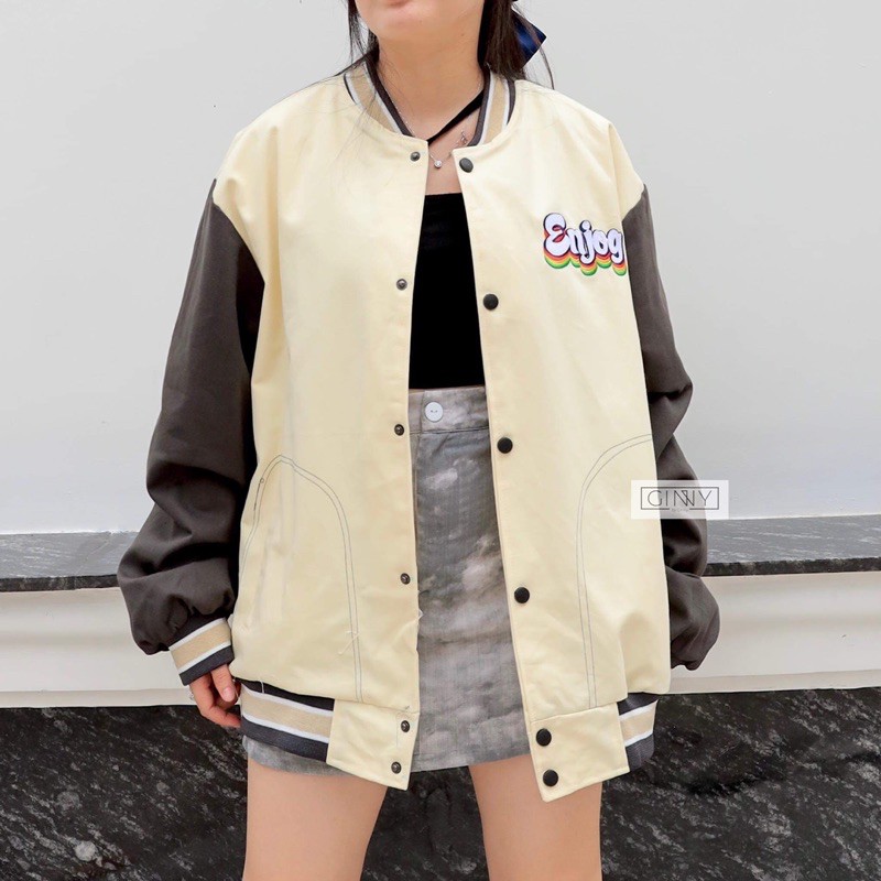 Áo khoác Bomber Enjog TK 02 | Khoác Bomber Nữ | Form rộng | Áo Bóng Chày | BigBuy360 - bigbuy360.vn