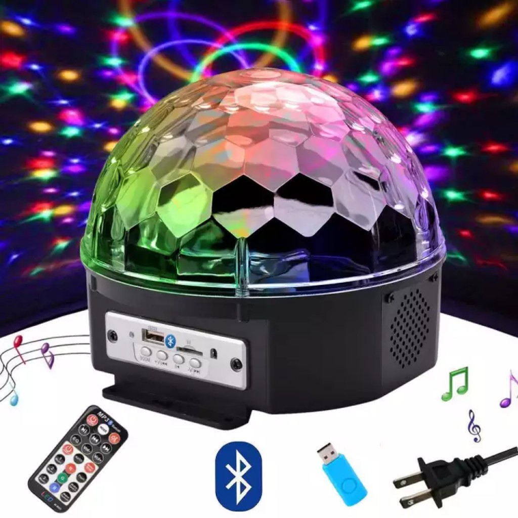 [CÓ REMOTE] Đèn LED Xoay Cảm Ứng Pha Lê 7 Màu Tích Hợp Kết Nối Bluetooth Nháy Theo Nhạc Loa Lớn Đèn Led Karaoke