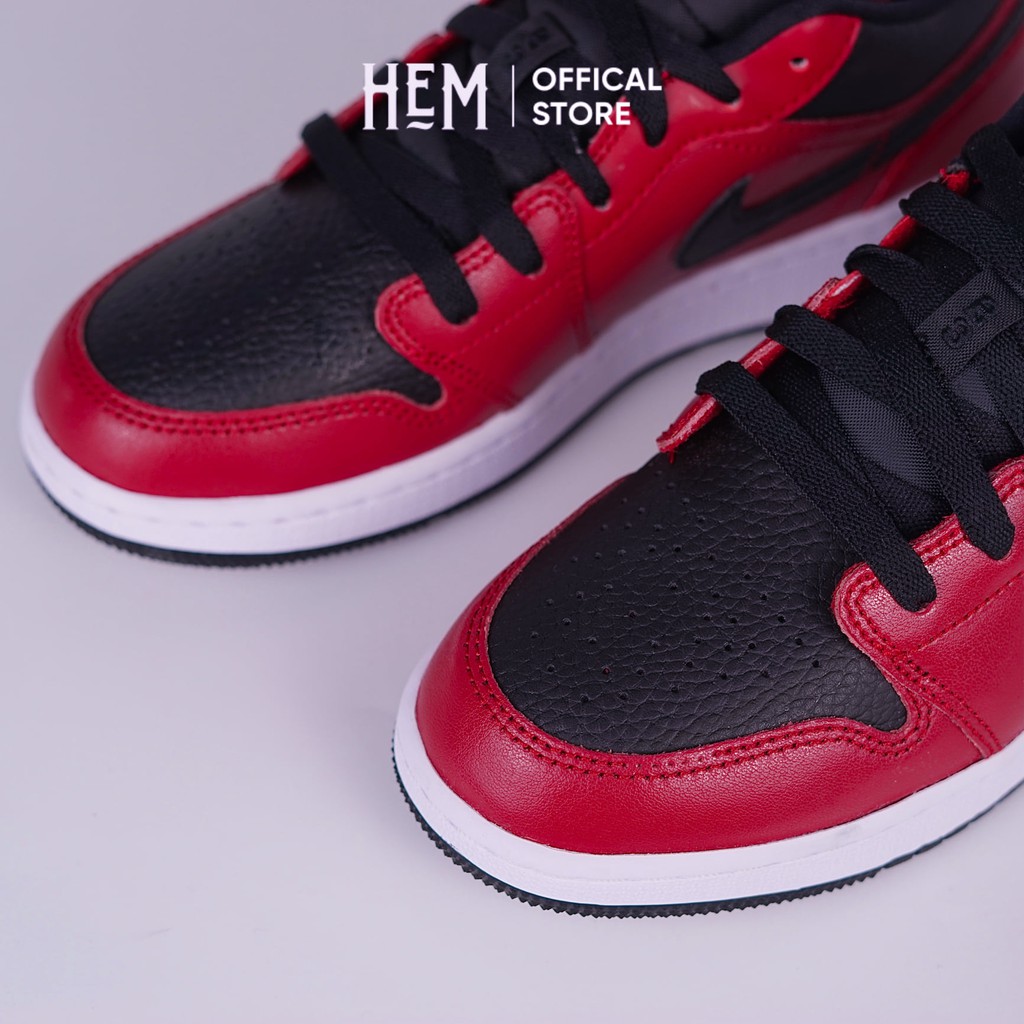 Giày Air Jordan 1 Low Gym Red Black Pebbled .