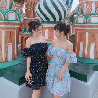 Đầm trễ vai hoa nhí tiểu thư g029