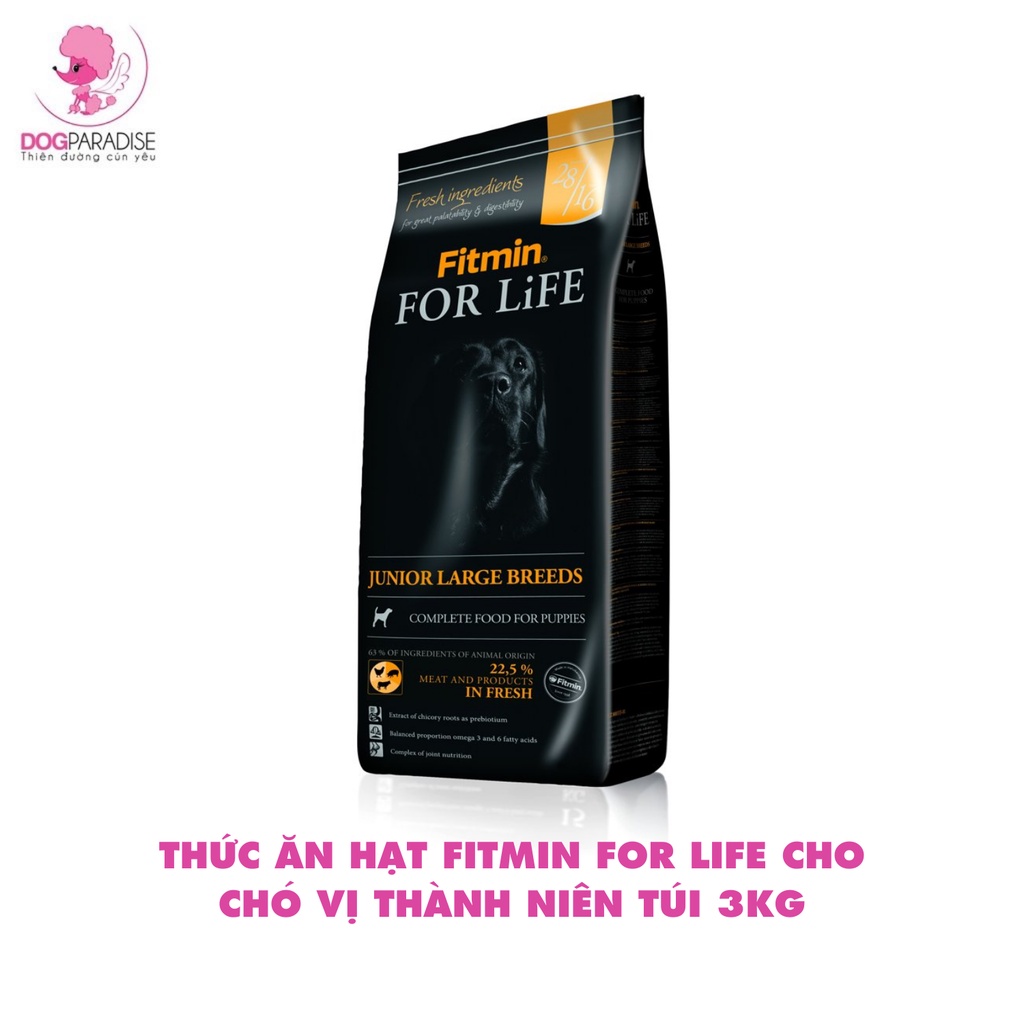 Thức ăn hạt Fitmin For Life cho chó trưởng thành bổ sung dinh dưỡng túi 3kg - Dog Paradise