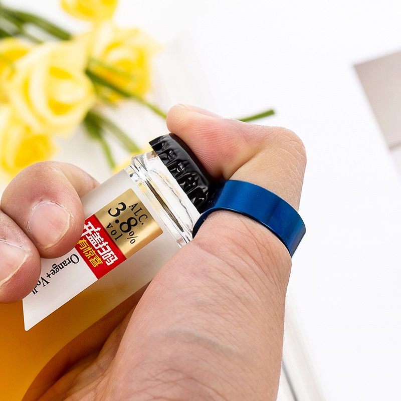Nhẫn khui mở nắp chai bia unisex nam nữ cao cấp titan mạ kim loại