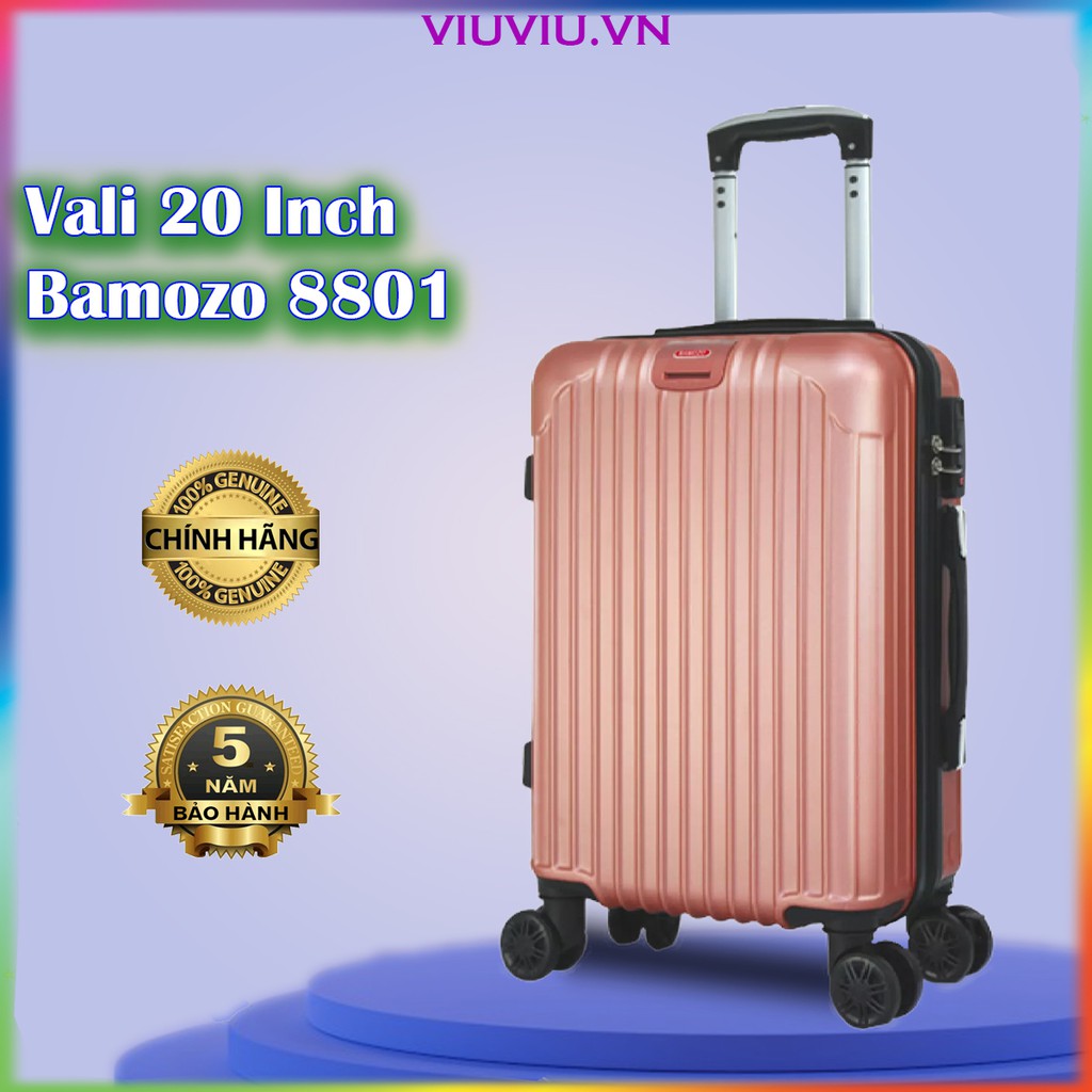 Vali Giá Rẻ Size 20 Inch Valy Kéo Nhựa Du Lịch Bền Đẹp Cao Cấp Chống Nước Chống Trộm Bảo Hành 5 Năm Bamozo 8801