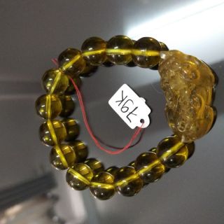 Chuỗi đeo tay phong thủy 12li mix tỳ hưu màu vàng