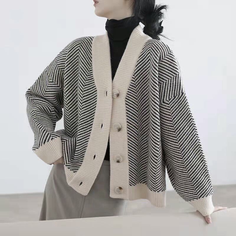 Cardigan Len Kiểu Hàn, Áo Len Nữ Dài Tay Khoác Cardigan Ulzzang Dáng Rộng, Cadigan Len Quảng Châu