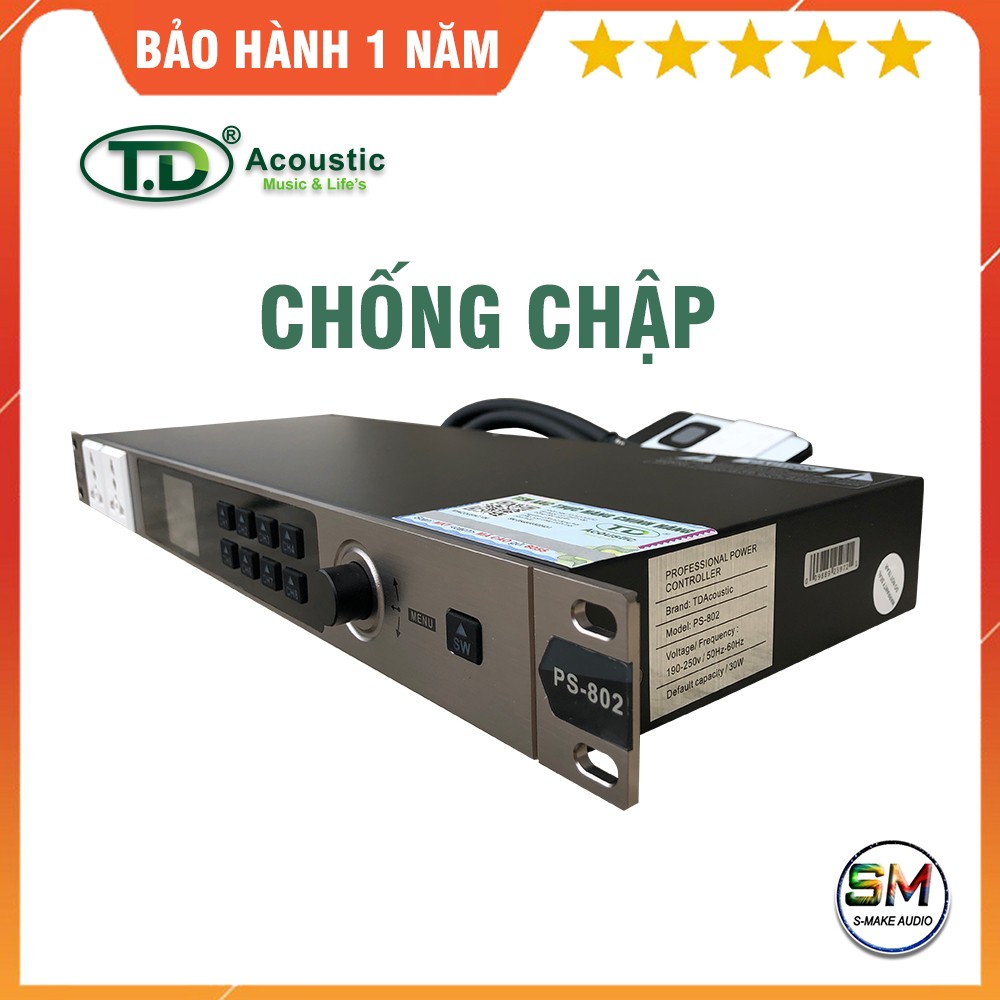 Quản lý nguồn điện TD Acoustic PS-802 máy bảo vệ dàn âm thanh - thiết bị chống chập cháy - smake audio