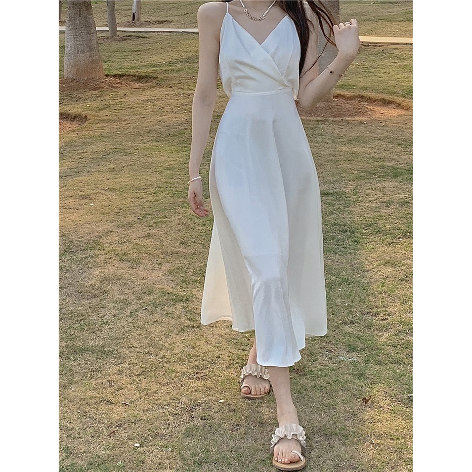 Đầm công chúa Ulzzang hai dây trễ vai dáng dài | BigBuy360 - bigbuy360.vn