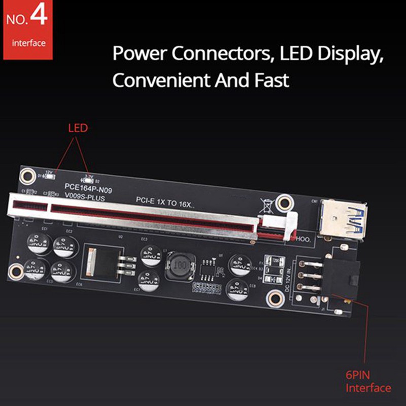 Set 5 Card Đồ Họa Ver009S Plus Pci-E Pci Express 1x Sang 16x Usb 3.0 | BigBuy360 - bigbuy360.vn