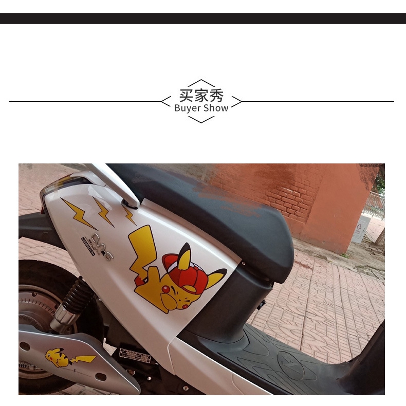 Bộ 34 Miếng Dán Trang Trí Xe Hơi / laptop / Vali Họa Tiết Hoạt Hình pikachu pokemon Chống Thấm Nước