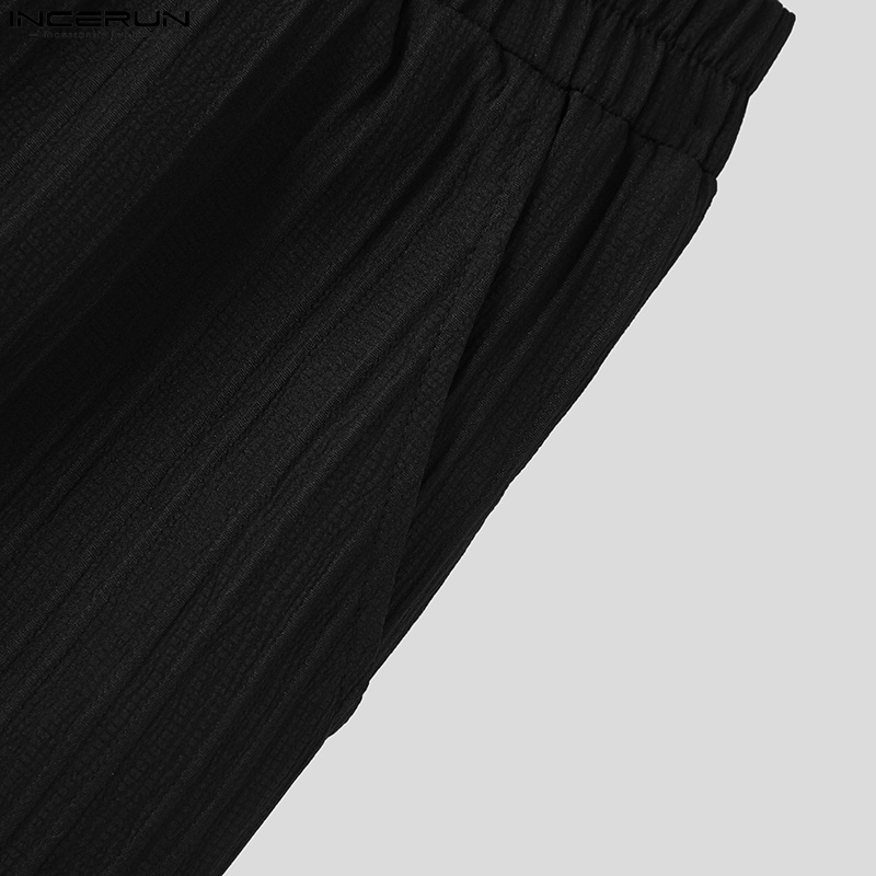 Bộ áo sơ mi dài tay và quần dài lưng thun INCERUN thời trang nam tính