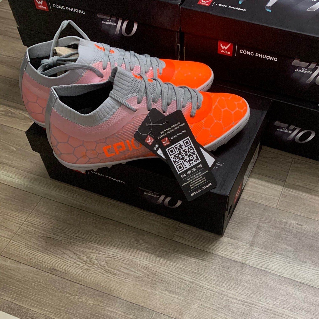 Giày Đá Bóng Wika Cp10 Công Phượng Sân Cỏ Nhân Tạo Chính Hãng Da Microfiber Cổ Chun Dệt Ôm Chân Đế Giày Tf Cao Su Non