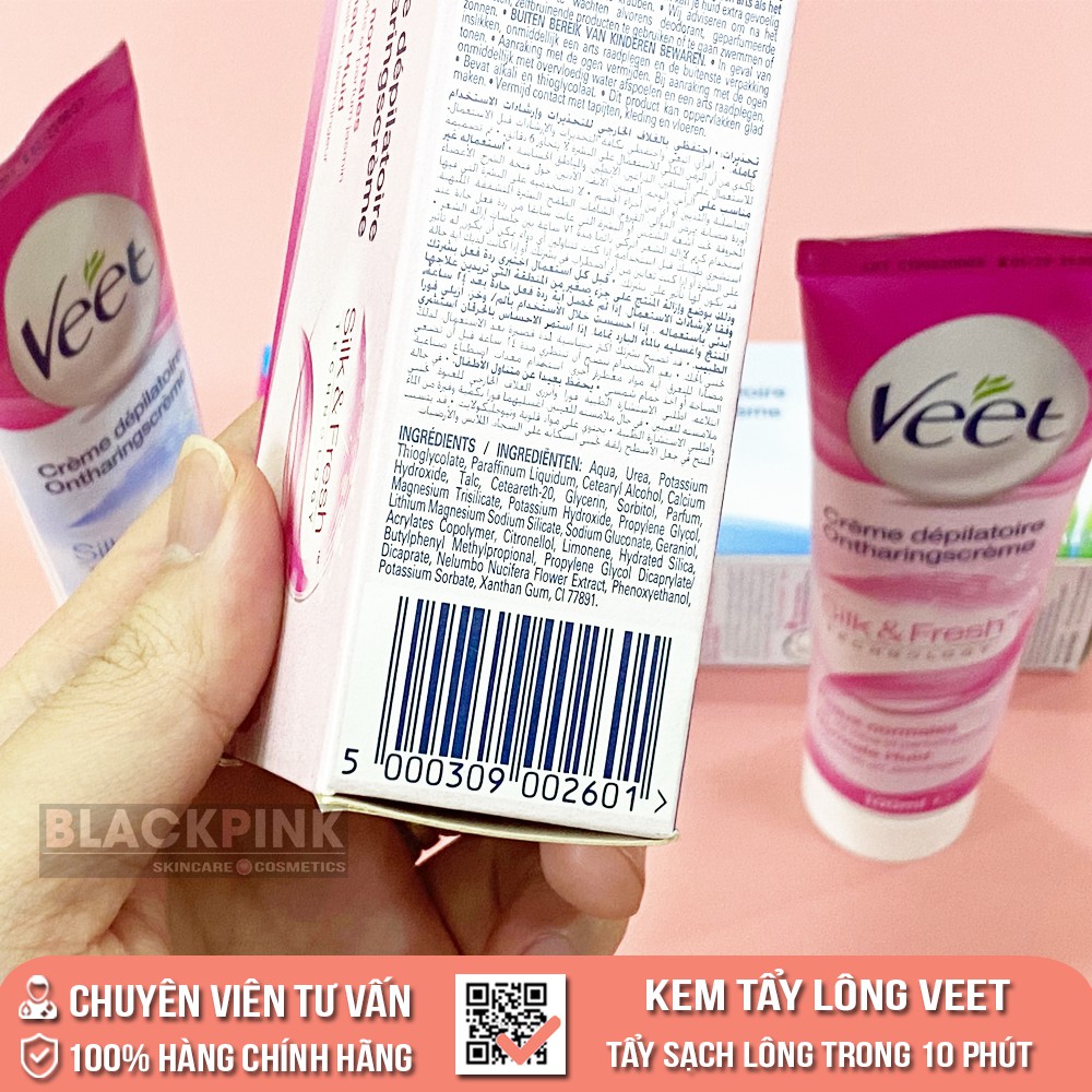 Kem tẩy lông Veet Hair Removal Cream 100ml Pháp, tẩy lông nhanh, không gây đau rát, thành phần tự nhiên an toàn cho da