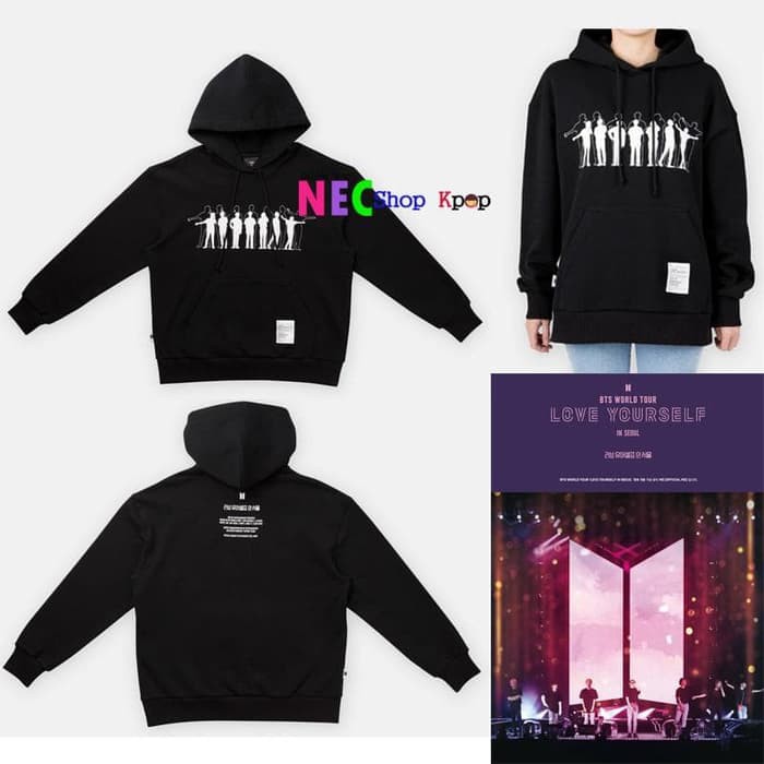 Áo Hoodie Màu Đen In Chữ World Tour Love Yourself