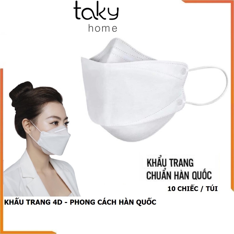 Set 10 Khẩu Trang 4D, 4 Lớp, Lọc Bụi, Kháng Khuẩn, An Toàn, Ôm Sát Mặt, Phong Cách Hàn Quốc TakyHome 7090