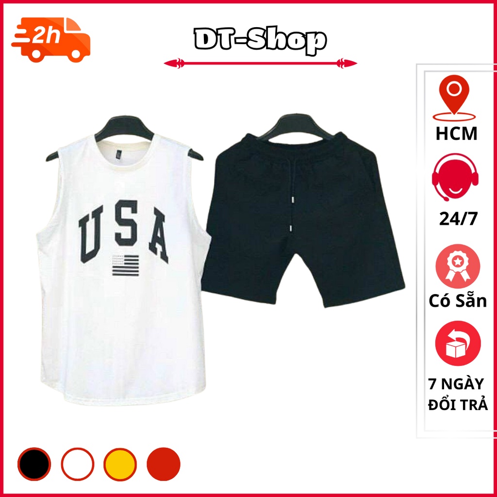 Bộ thể thao nam mặc nhà sát nách USA cao cấp ,chất liệu thun lưới mè siêu mát ,năng động, thời trang 2023