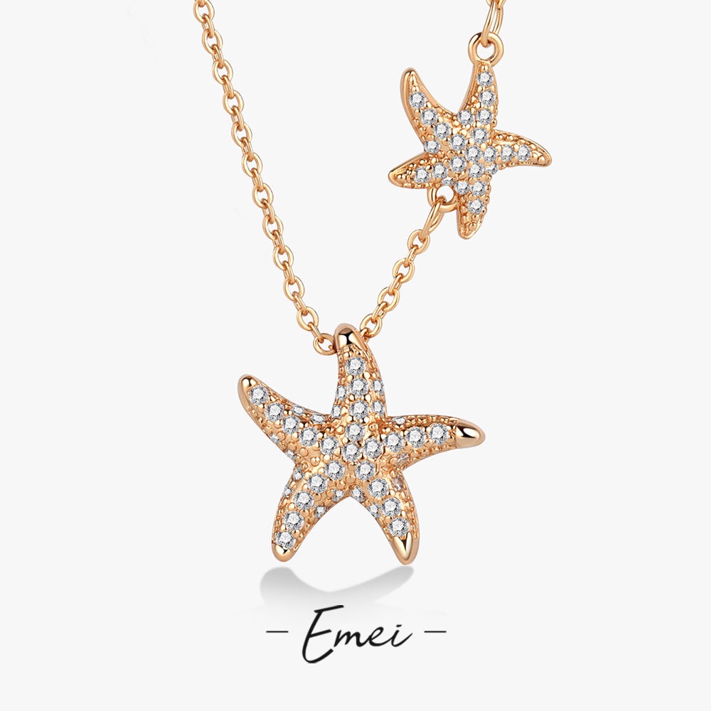 Vòng cổ Hai Lớp Mặt Hình Sao Biển Đính Đá Thời Trang Dành Cho Nữ