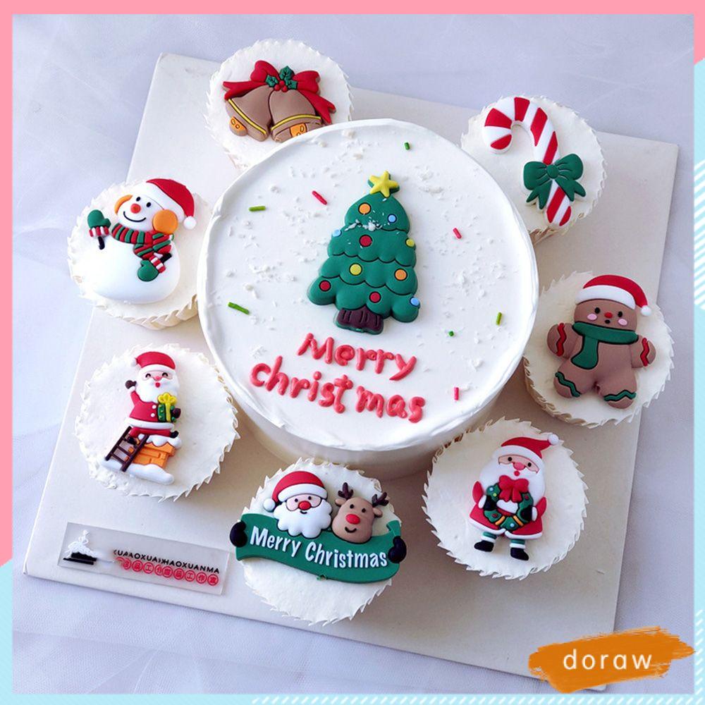 Phụ kiện cắm trang trí bánh kem hình ông già Noel tuần lộc Giáng Sinh/ năm mới