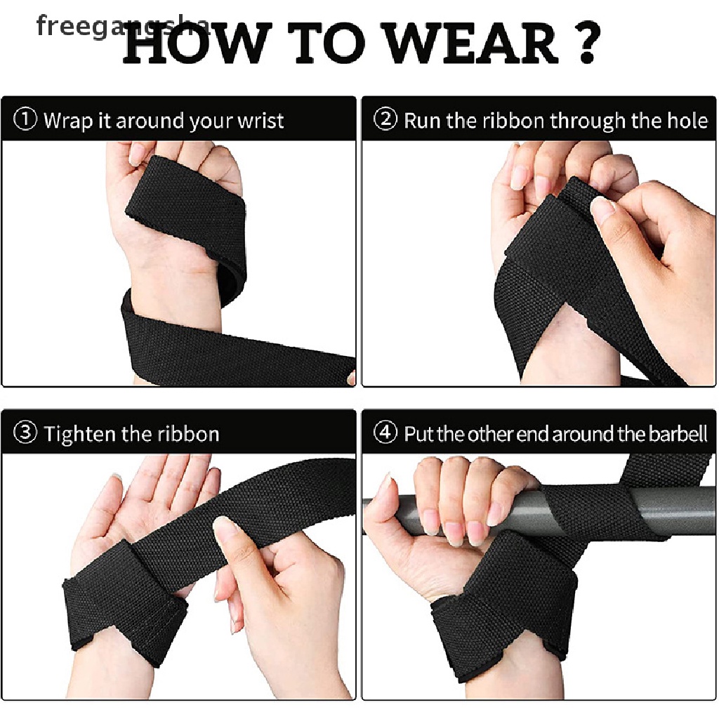 [FREG] 1Pair Gym Lifting Straps Fitness gloves Anti-slip Hand Wraps Wrist Strap Support FDH