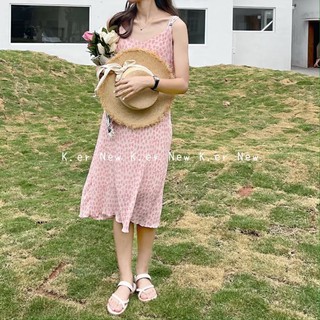 Đầm - váy hai dây hoa dập ly
