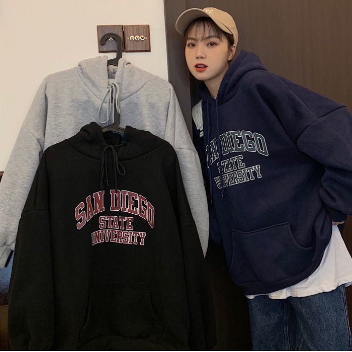 Áo hoodie in họa tiết chữ tiếng Anh phong Hàn Quốc năng động trẻ trung dành cho nữ