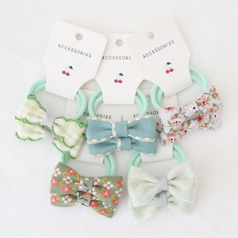 Set 10 Dây Cột Tóc Co Giãn Đính Hoa Cho Bé Gái