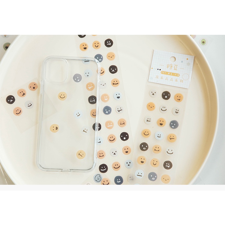 Set 57 sticker miếng dán icon tròn cute hình khuôn mặt/ đồ ăn/ đồ tiện ích BÚT ĐẸP