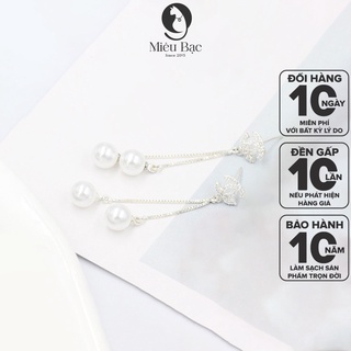 Bông tai bạc nữ hạt ngọc chất liệu bạc s925 thời trang phụ kiện bông tai bạc nữ Miêu Bạc B400129
