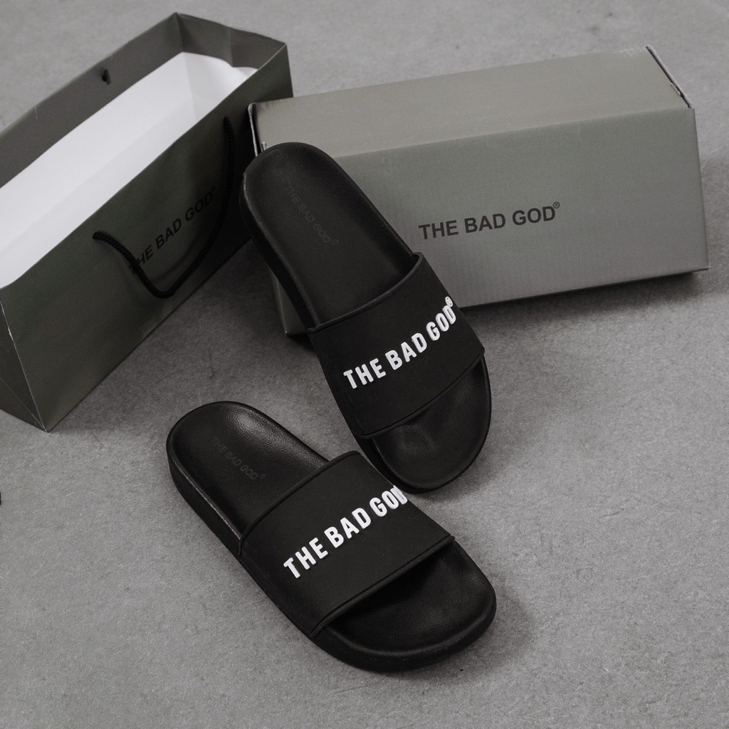 Dép quai ngang slipper The Bad God Basic fullbox chữ trắng