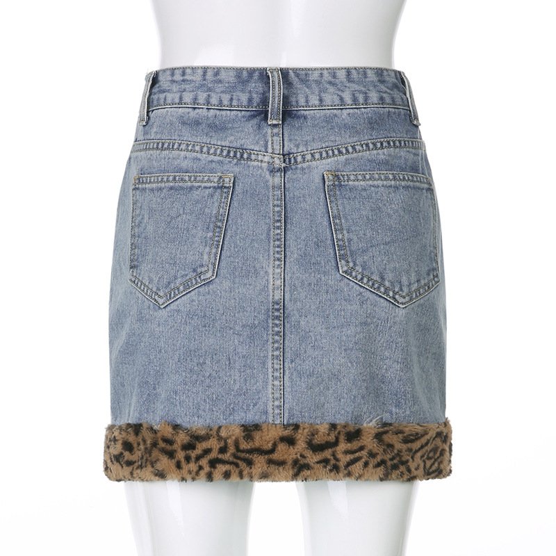 Chân Váy Denim Cạp Cao Phối Viền Họa Tiết Da Báo Sành Điệu Thời Trang | BigBuy360 - bigbuy360.vn