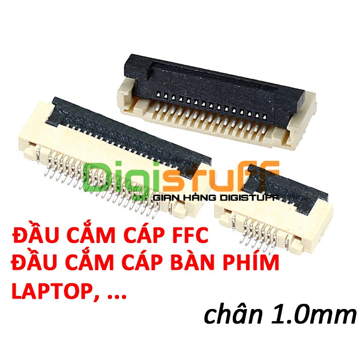 Đầu ZIF cắm cáp bàn phím laptop, đế cắm cáp FFC touchpad hoặc bo nút nguồn laptop... khoảng cách chân 1.0mm