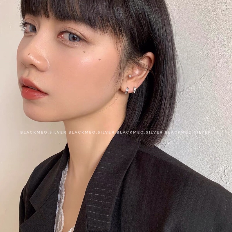 Bông tai tròn bạc xích basic bạc 925