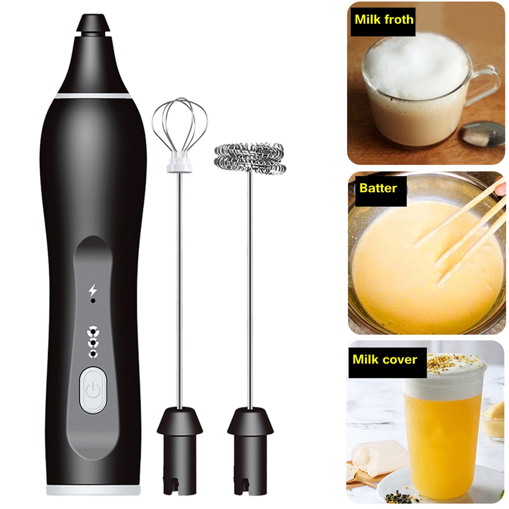 Máy Đánh Sữa Tạo Bọt Mini Có Thể Điều Chỉnh 3 Tốc Độ Kèm Sạc Usb Tiện Dụng Cho Cappuccino / Frappe / Matcha / Hot