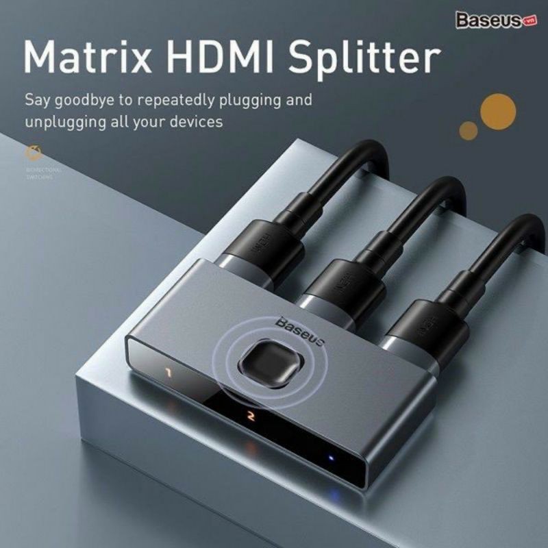 Thiết bị chia cổng HDMI 2 chiều Baseus Matrix HDMI Splitter có bảo hành