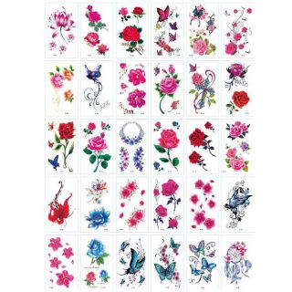 (Được chọn mẫu) 1 tấm Hình xăm nước hình xăm dán tatoo mini có màu hình Hoa hồng đẹp phong cách Hàn Quốc dễ thương cute