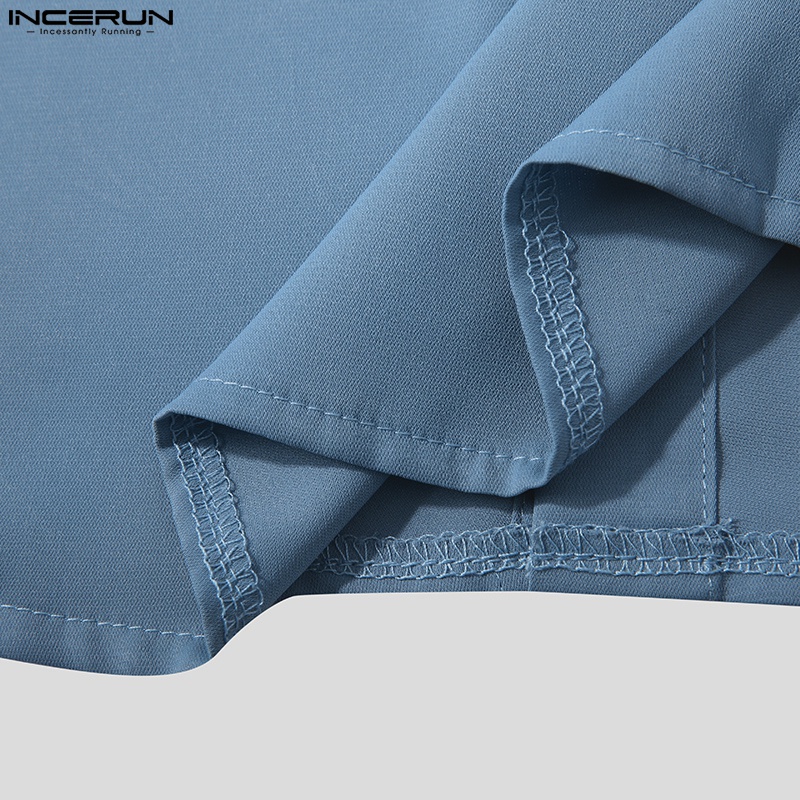 Áo sơ mi INCERUN tay dài màu sắc thanh lịch thời trang cho nam