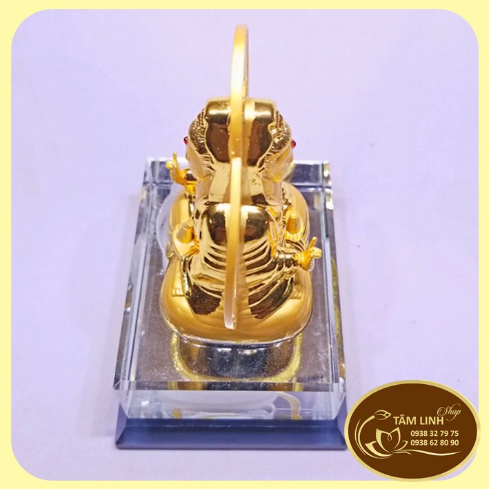Phật Quan Âm 2 Mặt Để Xe Ô Tô Đế Thuỷ Tinh Cao 10 cm