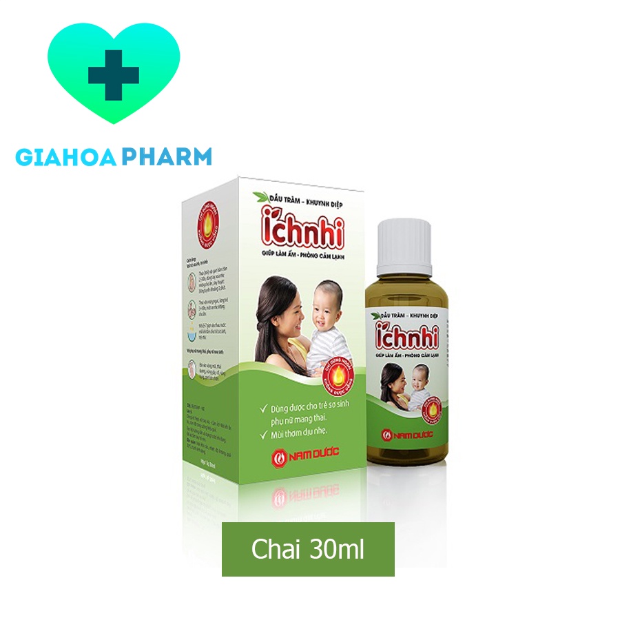 Dầu tràm khuynh diệp Ích Nhi (Nam Dược) 30ml - Phòng cảm lạnh, đầy hơi, trướng bụng, an toàn trẻ sơ sinh, phụ nữ có thai