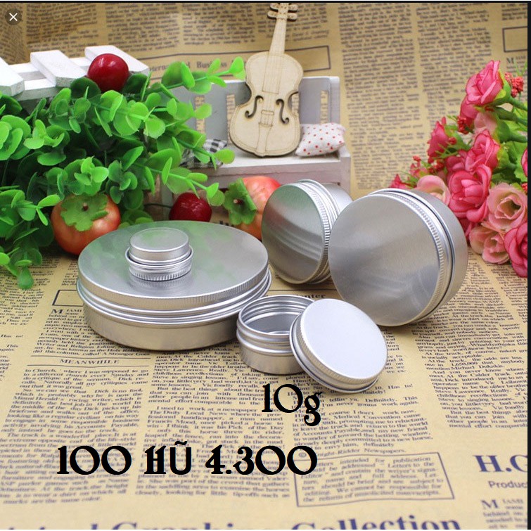 50 Hũ nhôm tròn 10g - Lọ thiếc đựng mỹ phẩm, Hủ chiết nước hoa khô