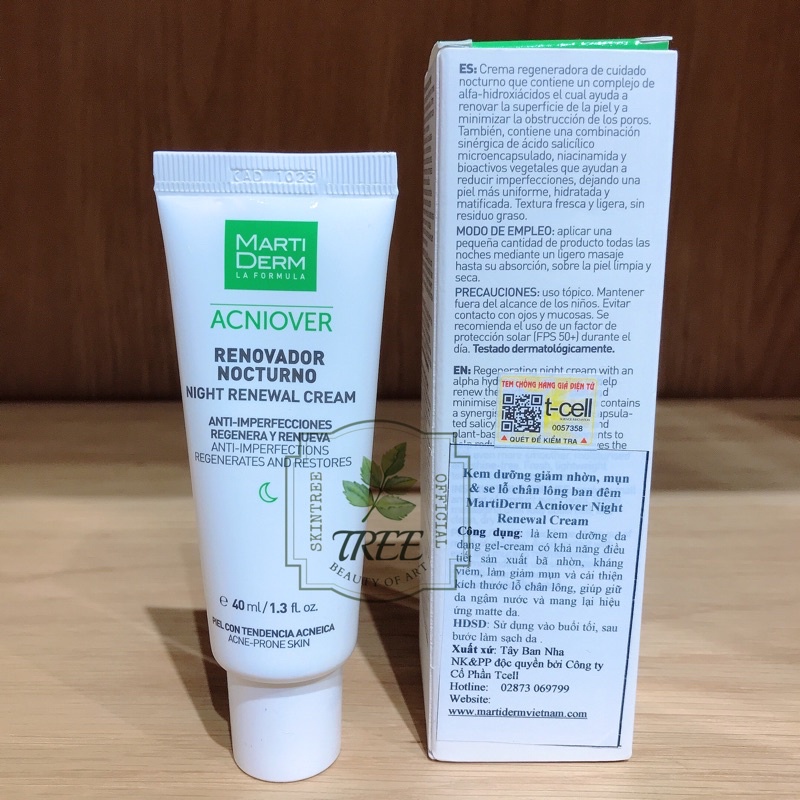 Kem Dưỡng Tái Tạo Ban Đêm Cho Da Dầu Mụn - MartiDerm Acniover Night Renewal Cream (40ml)