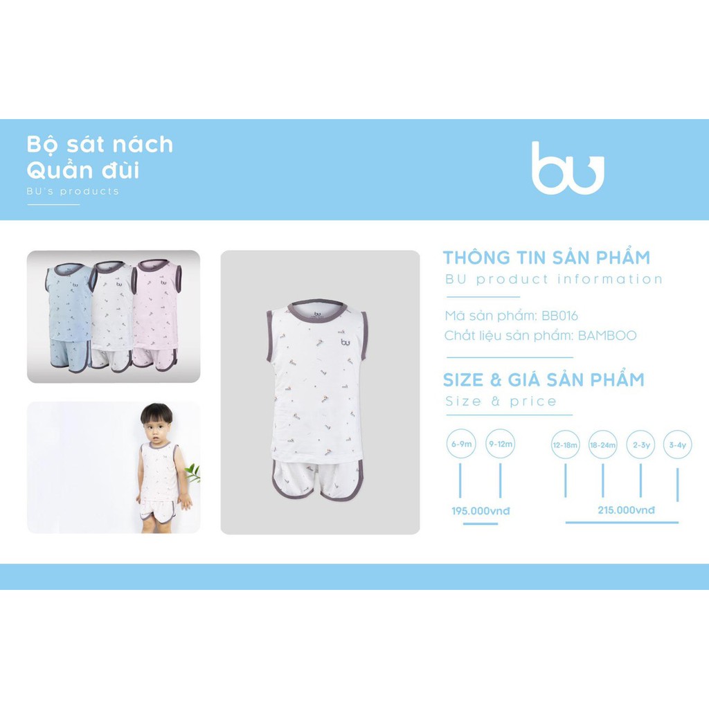 [CHÍNH HÃNG] Bộ sát nách quần đùi hoạ tiết sợi tre cao cấp Bu