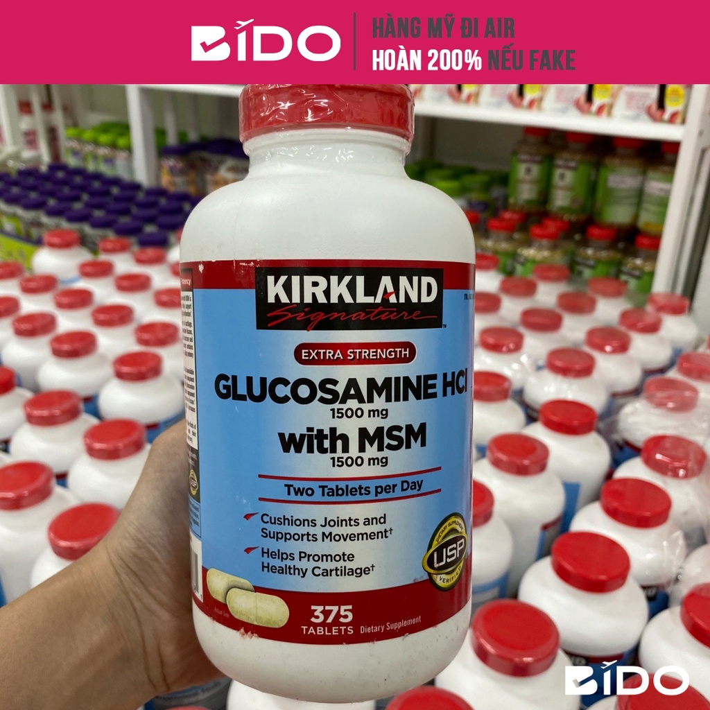 [Hàng USA] Hỗ trợ xương khớp KIRKLAND Glucosamine HCl 1500mg with MSM 1500mg (375 viên) - Thực phẩm chức năng Mỹ