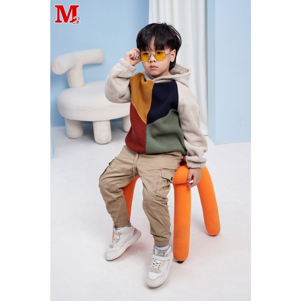 Áo nỉ trẻ em có mũ lông cùi phối màu DFM0219 Thời trang M2