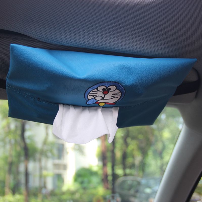 Hộp Đựng Khăn Giấy Đa Năng Hình Doraemon Dễ Thương Treo Xe Hơi