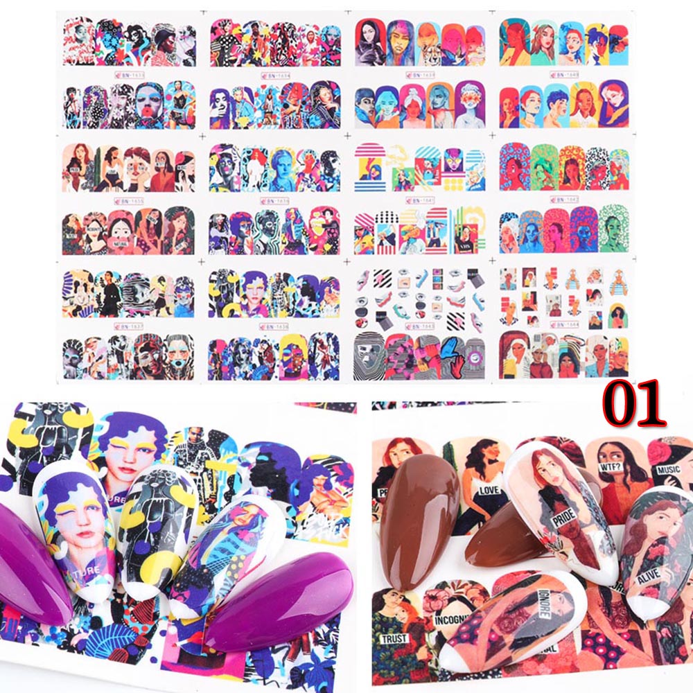 Miếng Dán Trang Trí Móng Tay Nghệ Thuật Họa Tiết Dễ Thương