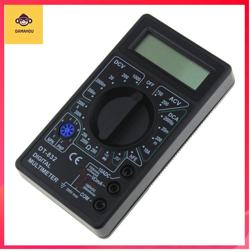 DT-832 Mini Digital Multimeter AC / DC Volt Amp Ohm Diode hFE Máy đo liên tục